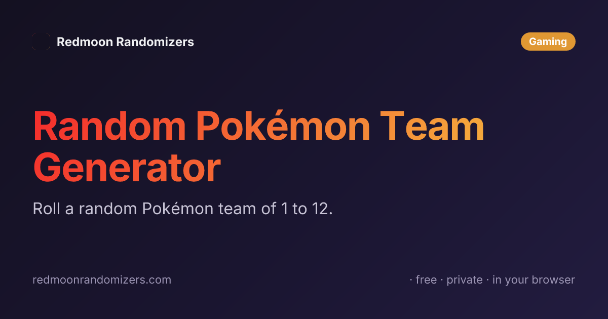 Random Pokemon Set Generator Random Pokémon Team Generator | Redmoon Randomizers